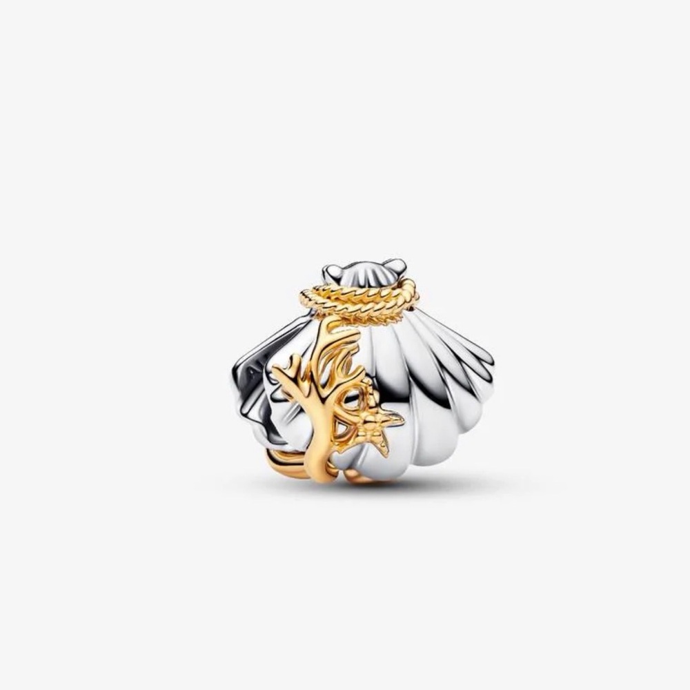 Authentic Pandora Disney Princesses Ariel Shell Lab-Grown Diamond Two-Tone Charm